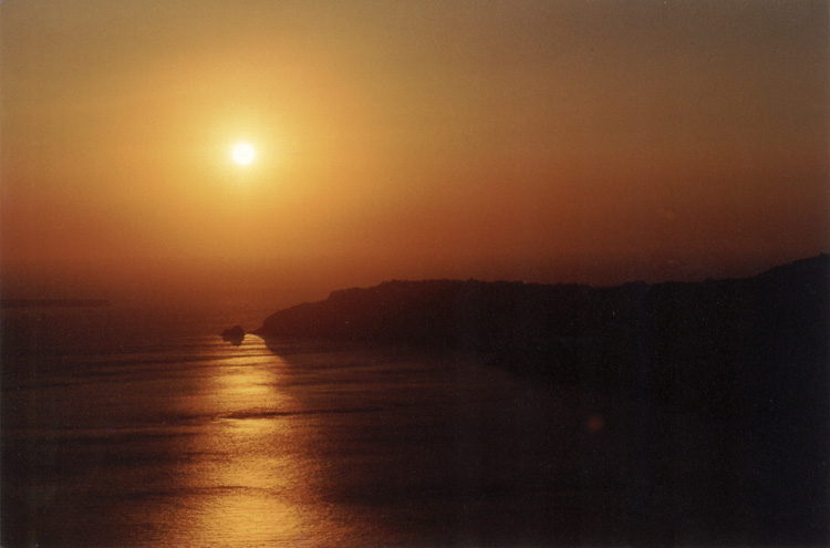 Sunset over Thira, Greece, August 2000